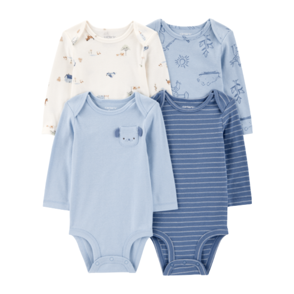 Carter's | Pack de 4 Bodies de Manga Larga con Estampado