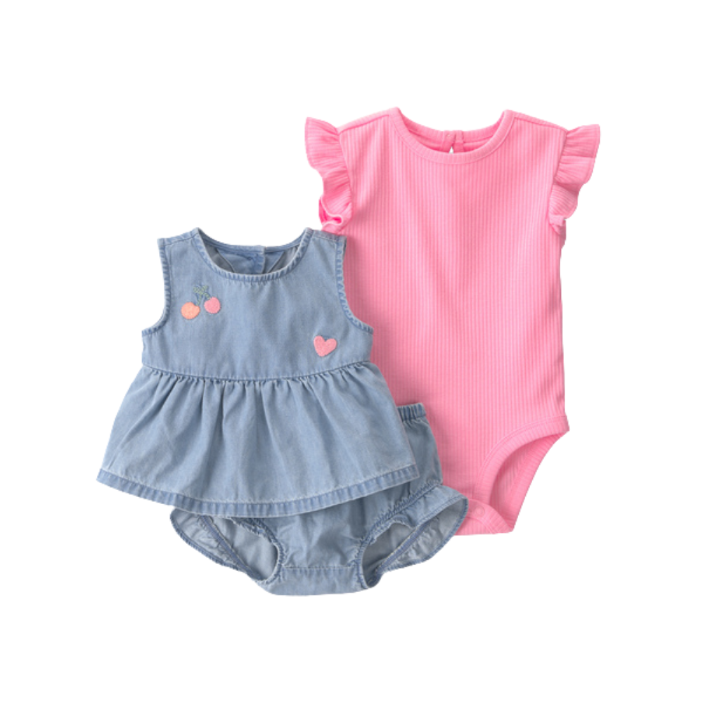 Carter's | Conjunto de 3 Piezas en Chambray sin Mangas
