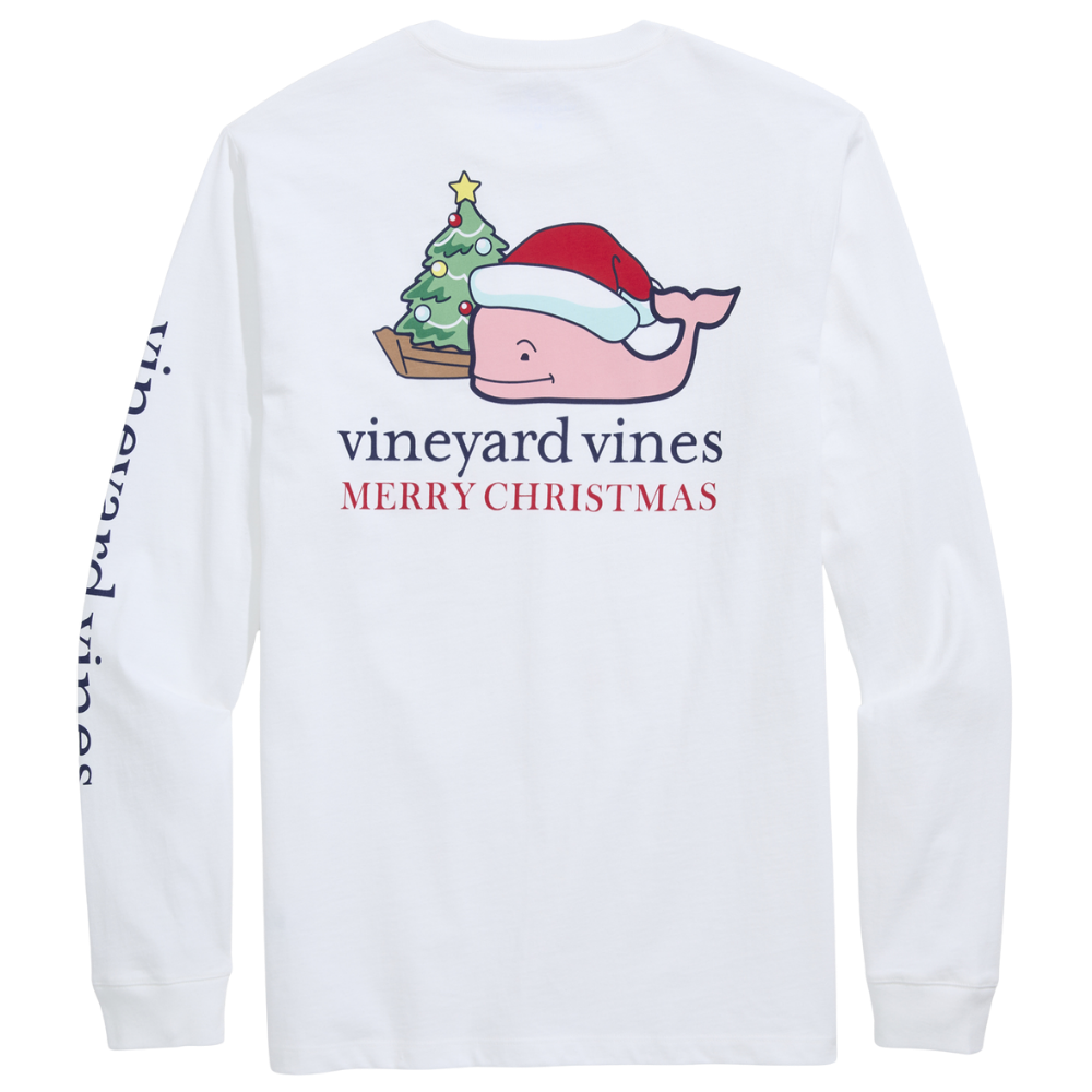Vineyard Vines  |  Adornos Del Árbol De Santa Whale Camiseta De Manga Larga En El Bolsillo