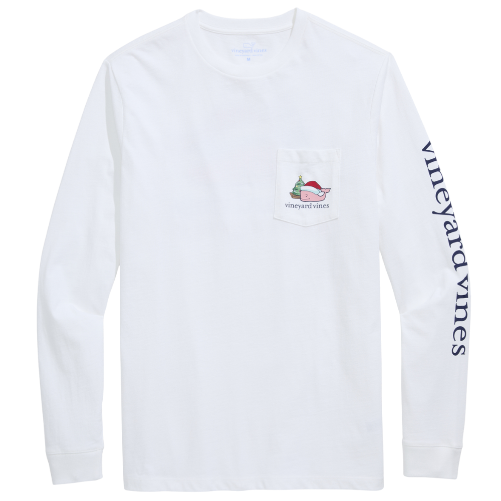Vineyard Vines  |  Adornos Del Árbol De Santa Whale Camiseta De Manga Larga En El Bolsillo