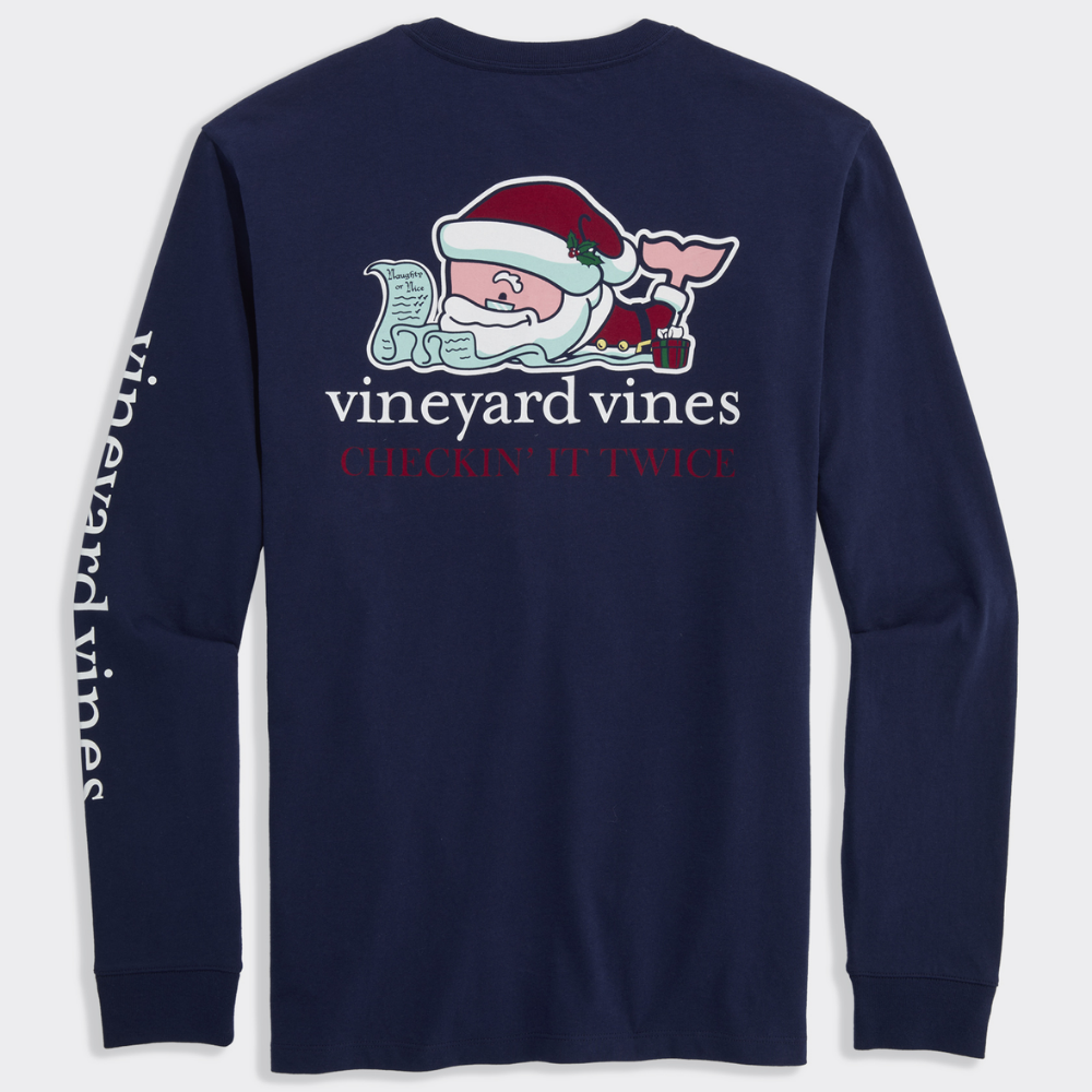 Vineyard Vines | Lista De Santa Whale Con Camiseta De Bolsillo Larga