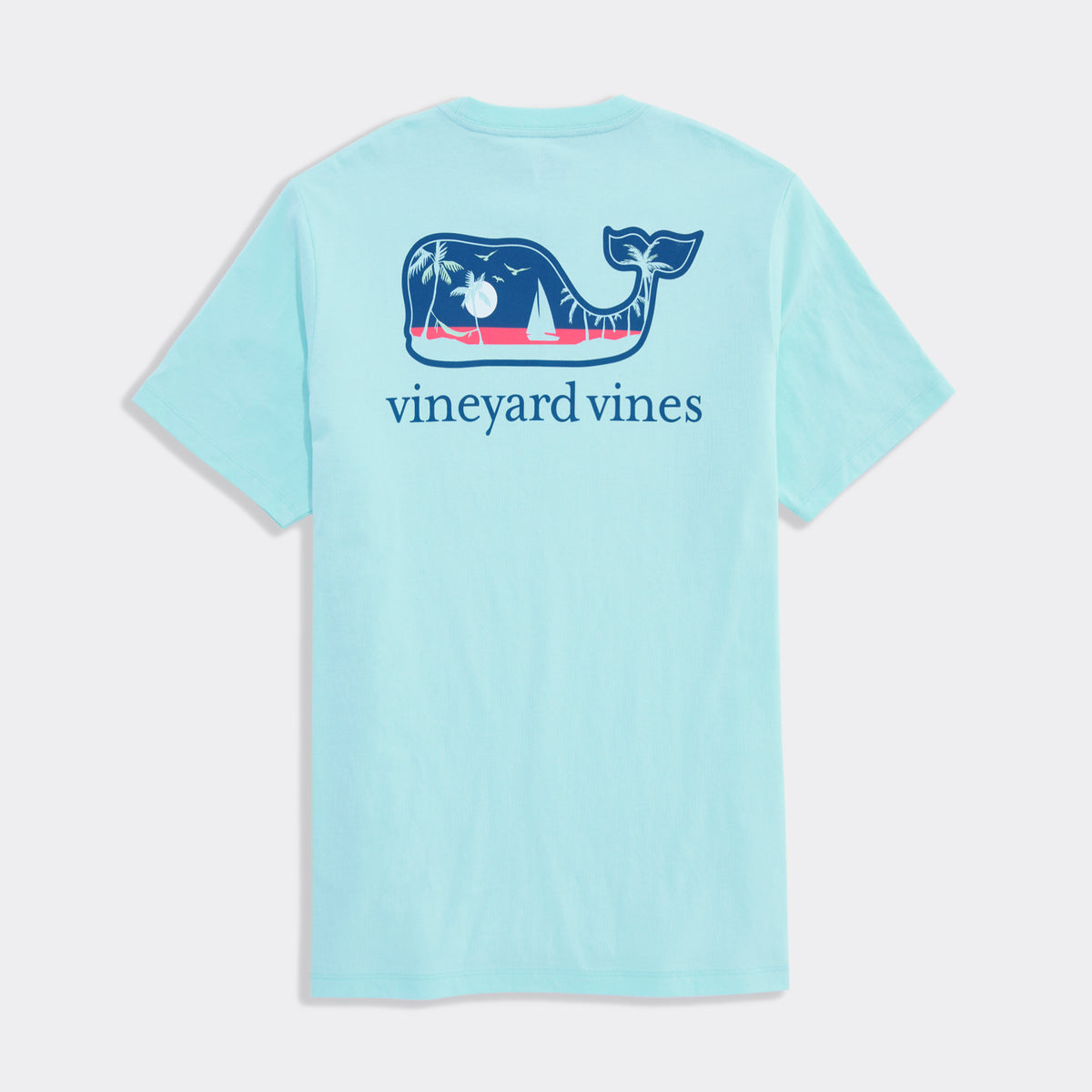 Vineyard Vines | Camiseta de manga corta con bolsillo Palm Tree Boat Scenic Whale para hombre