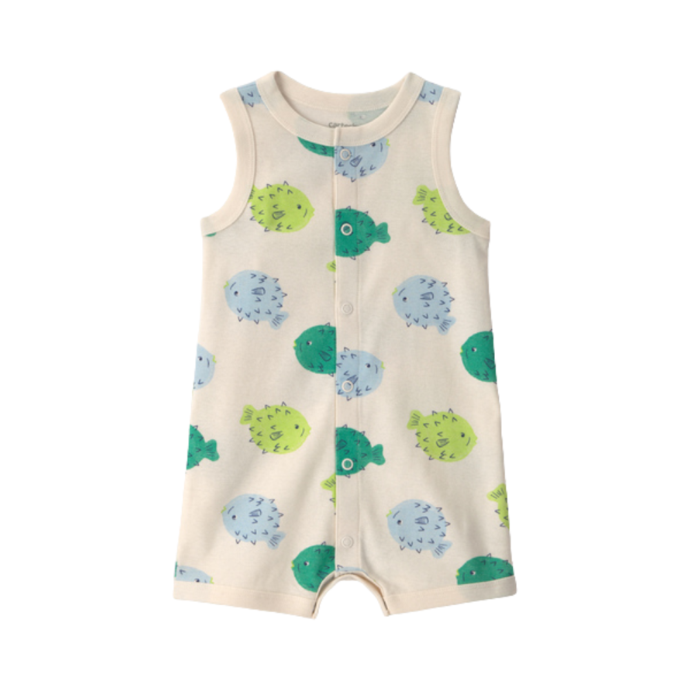 Carter's | Baby Puffer Fish Mono sin mangas - Crema/Verde