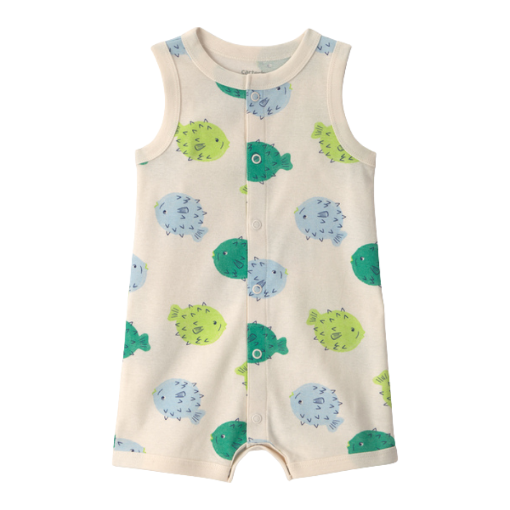 Carter's | Baby Puffer Fish Mono sin mangas - Crema/Verde
