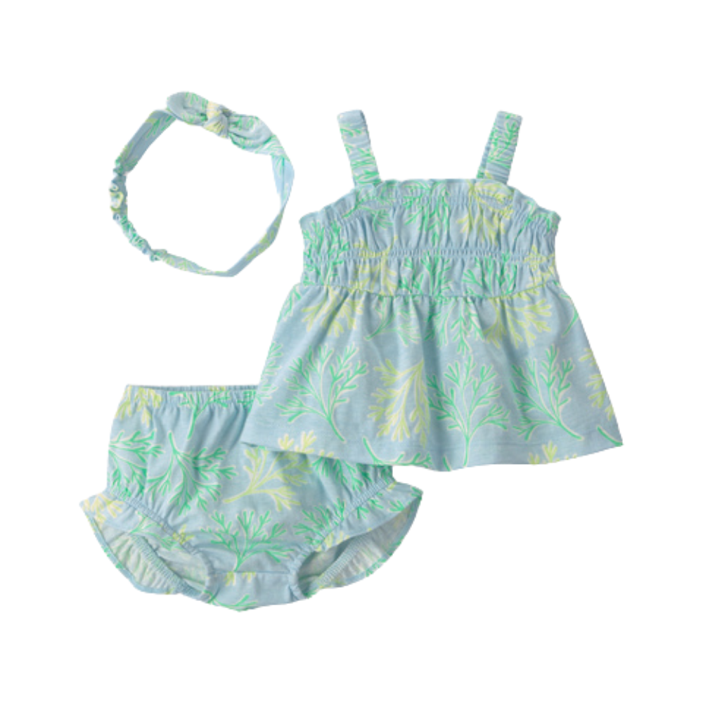 Carter's | Baby Girl 3 piezas Coral y Set Corto - Azul/Verde