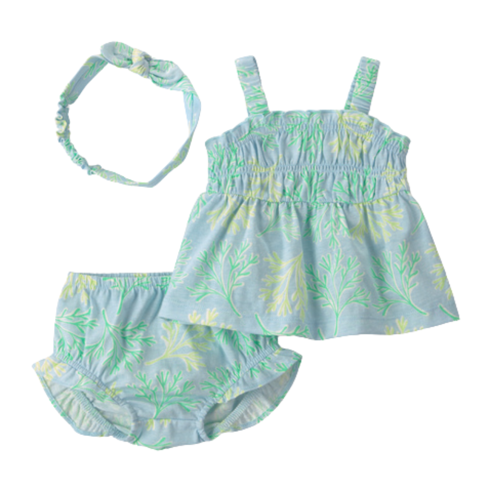 Carter's | Baby Girl 3 piezas Coral y Set Corto - Azul/Verde