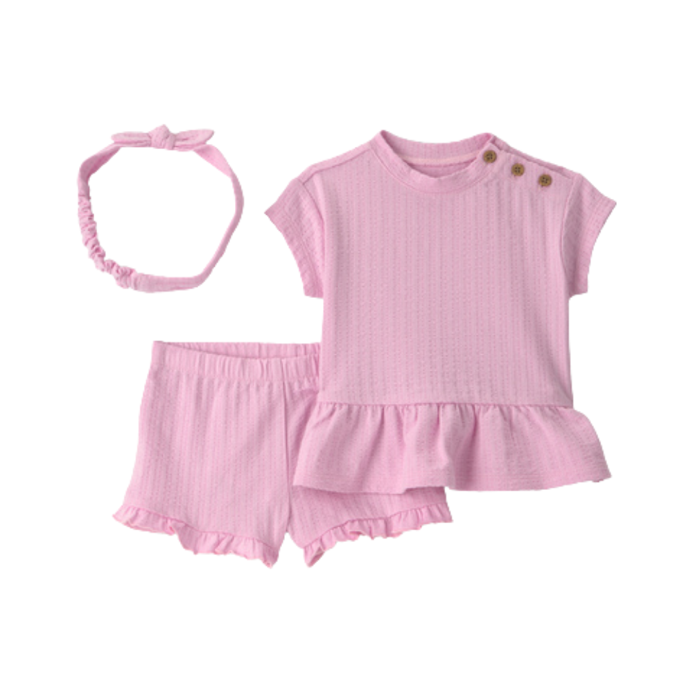 Carter's | Baby Girl Blusa Texturizada de 3 piezas y set corto - Rosa