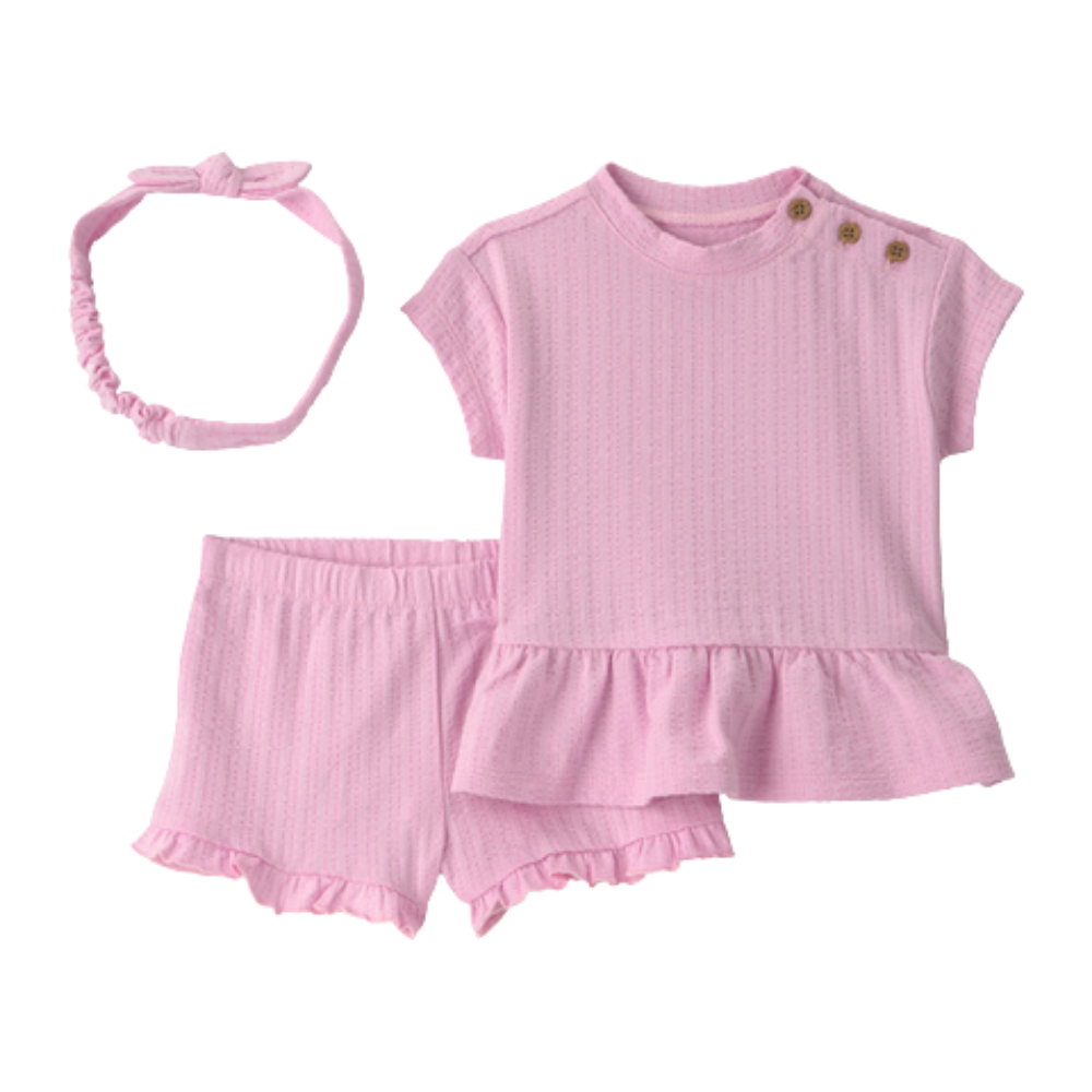 Carter's | Baby Girl Blusa Texturizada de 3 piezas y set corto - Rosa