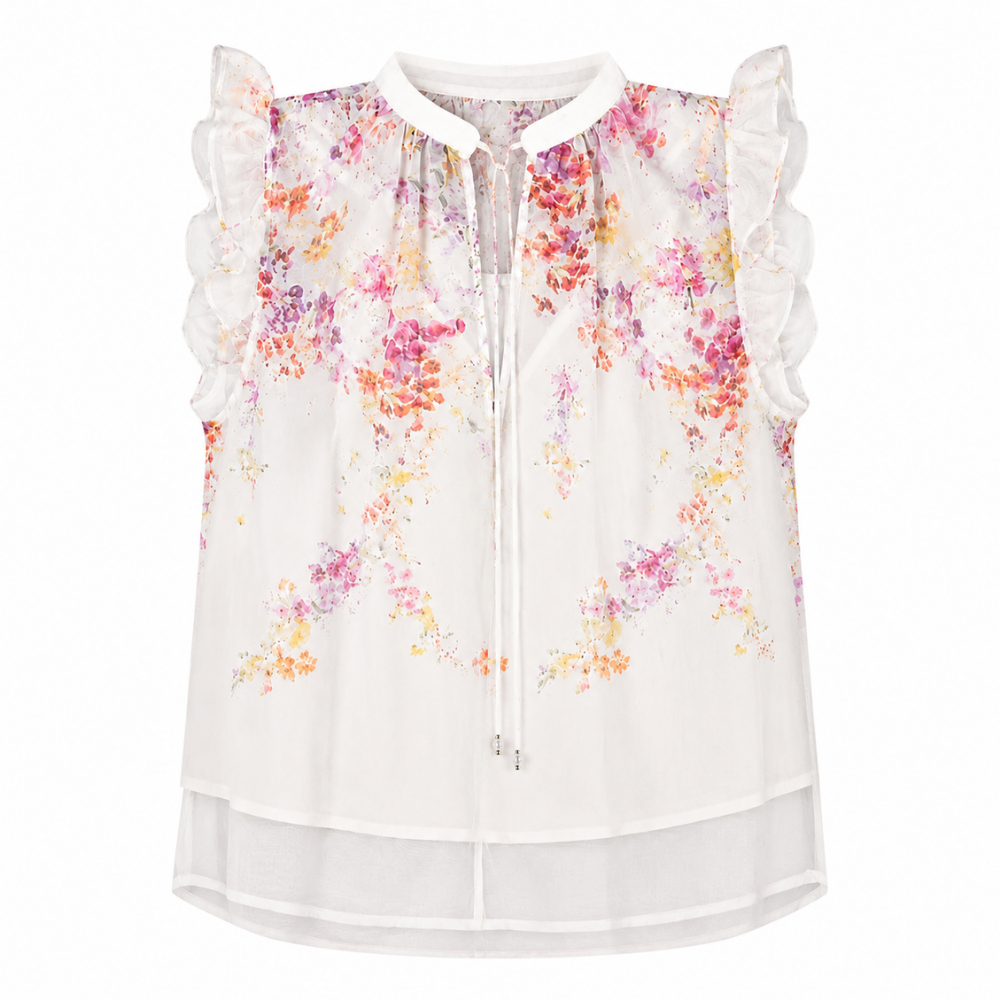 Olea | Blusa de Capas con Volantes y Estampado Floral para Dama