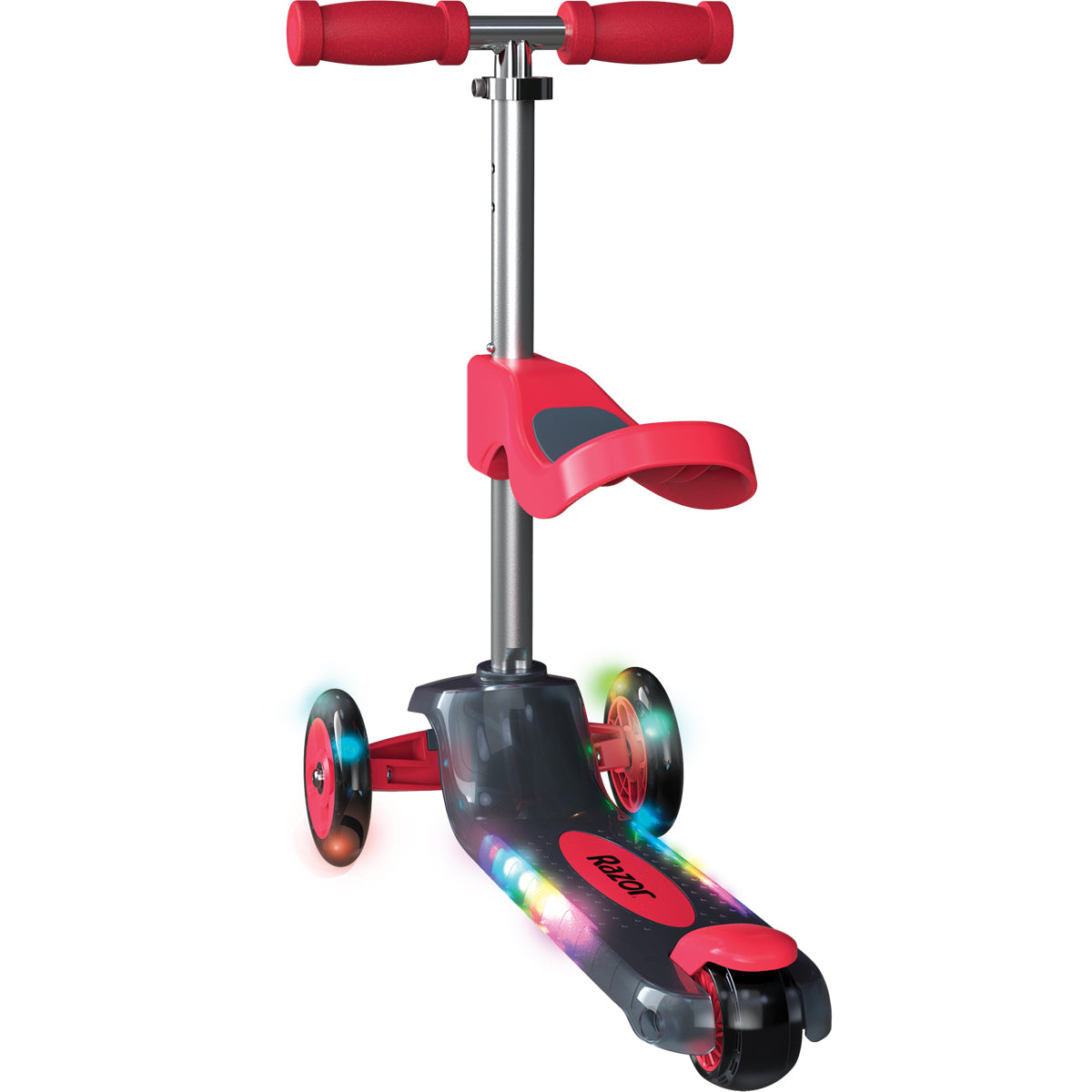 Razor Rollie DLX, Scooter Iluminado de 3 Ruedas, Rojo