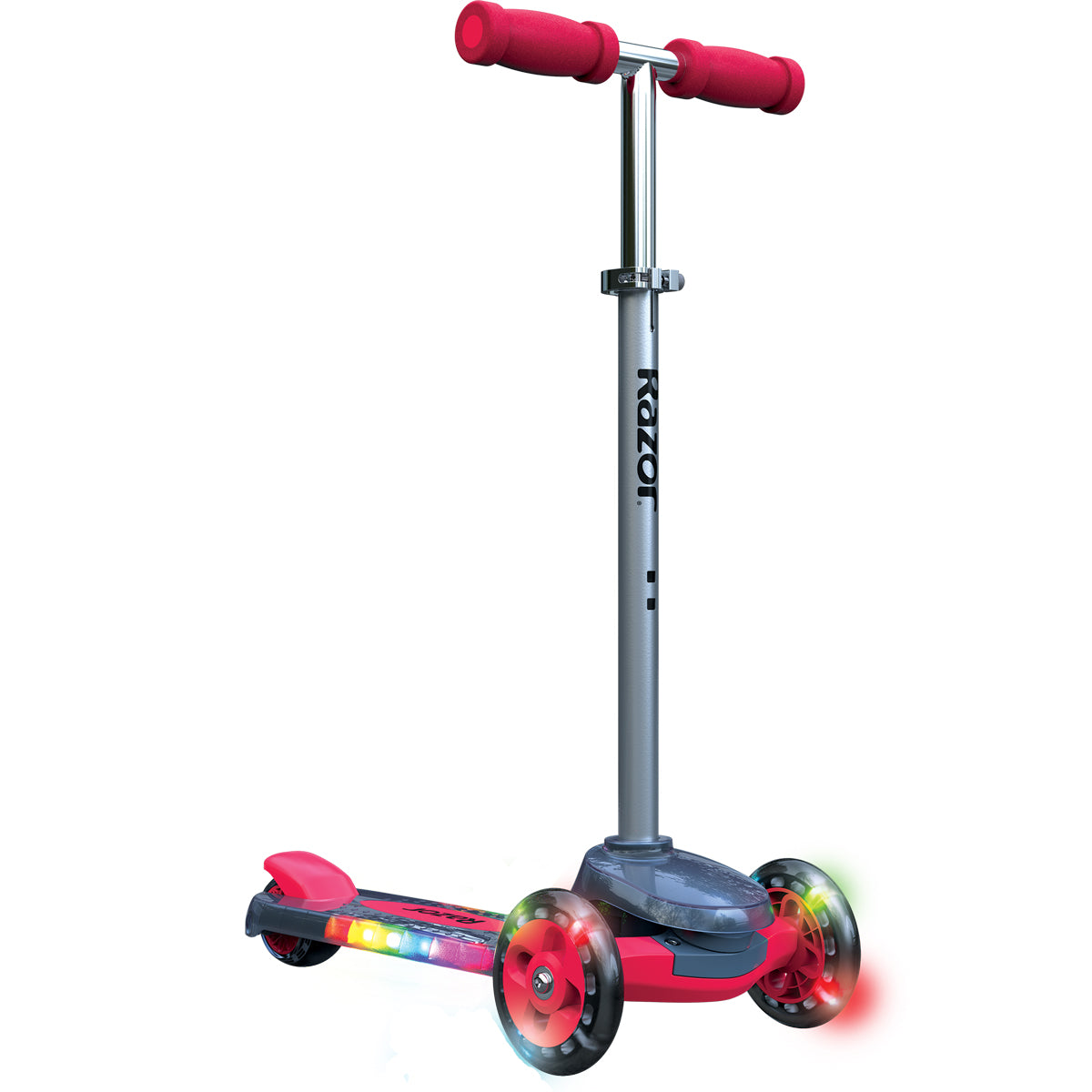 Razor Rollie DLX, Scooter Iluminado de 3 Ruedas, Rojo