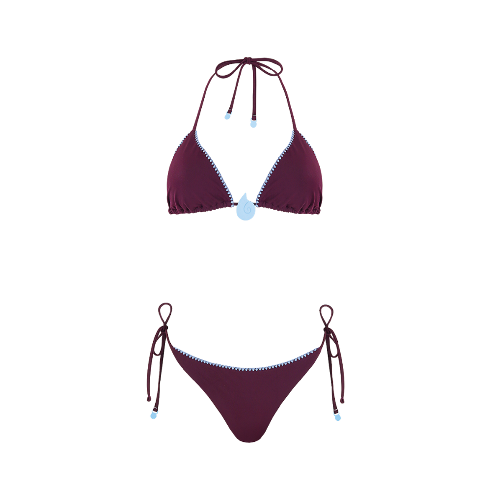 Onda de Mar Top de vestido de baño Maia en tono púrpura, diseño moderno y elegante, ideal para playa y piscina.