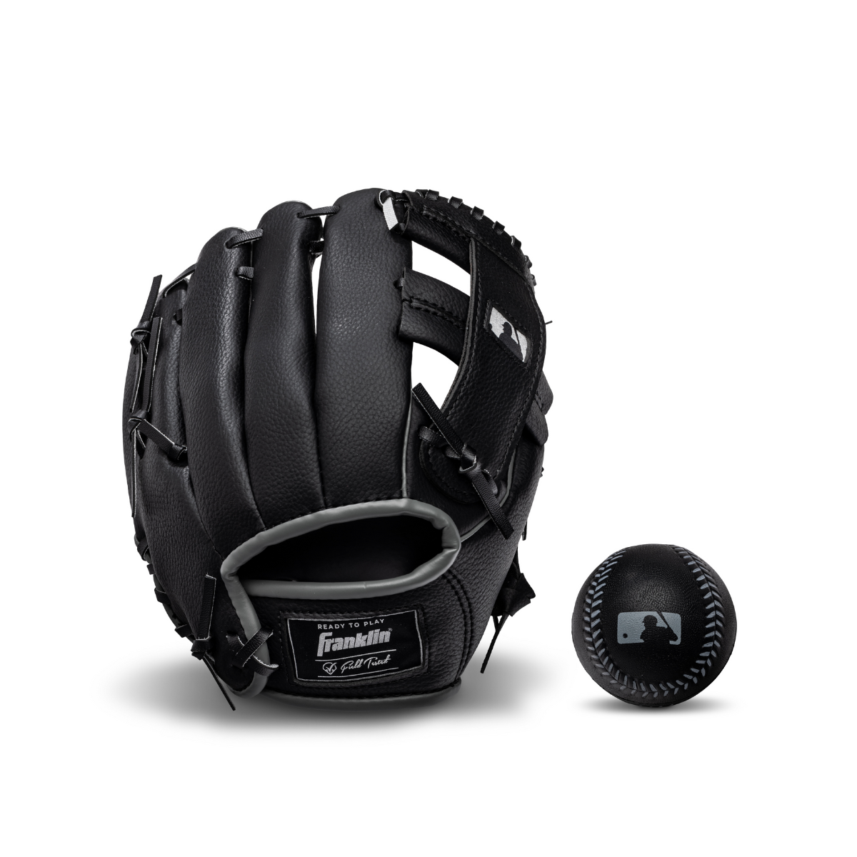 MLB 9.5&quot; Black/Silver Baseball Glove with Ball