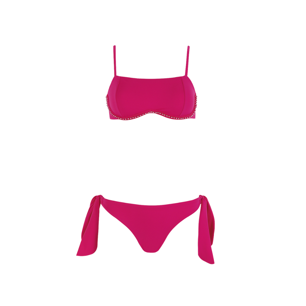 Top de vestido de baño Asterin con Bordado Onda de Mar fuchsia - vista 