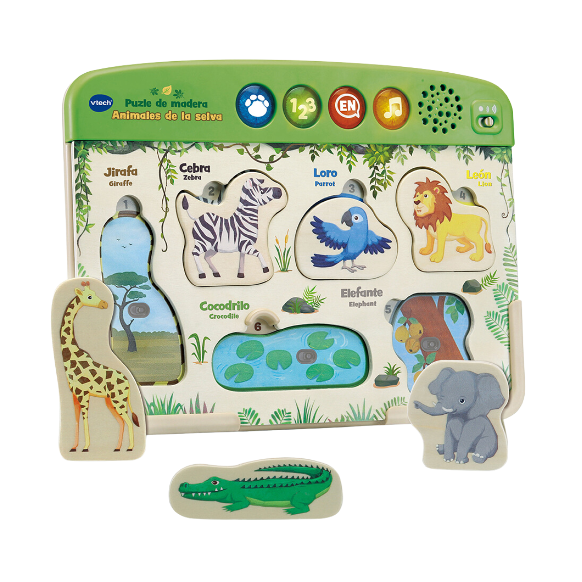 Animales en la Selva Puzzle Wood