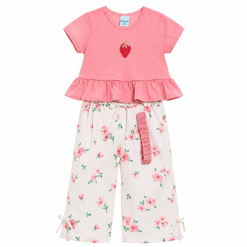 Monix's | Conjunto Blusa con Vuelo y Pantalón Floral para Niña