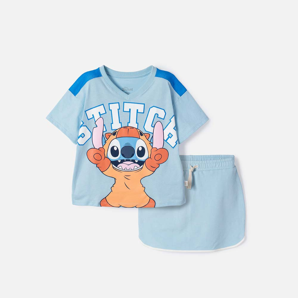 Conjunto Niña Lilo Stitch Exterior Mic - color Azul vista frontal