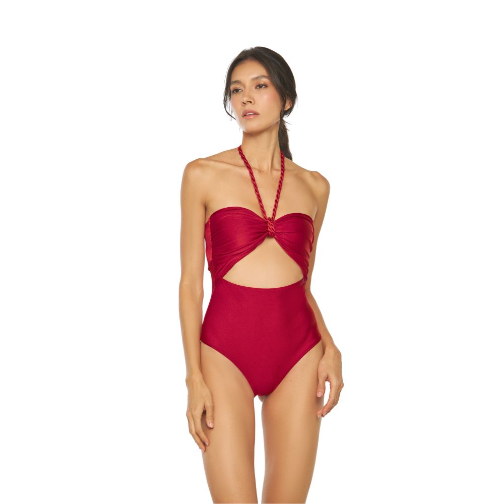 Traje de Baño Entero Basalto Dama Dulzamara - vista frontal tela satinada