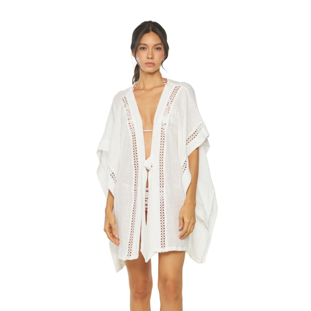 Kimono Hematita Dama Dulzamara - vista frontal franjas tejidas
