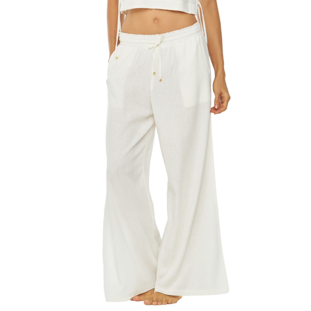 Pantalón Monzon para Dama Dulzamara - color Blanco vista lateral detalle fajón