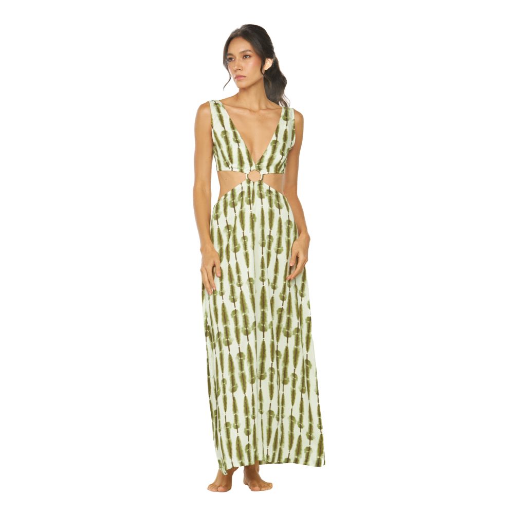 Vestido Alabastro Cutout Dama Dulzamara - color Verde vista frontal accesorio oro 24K