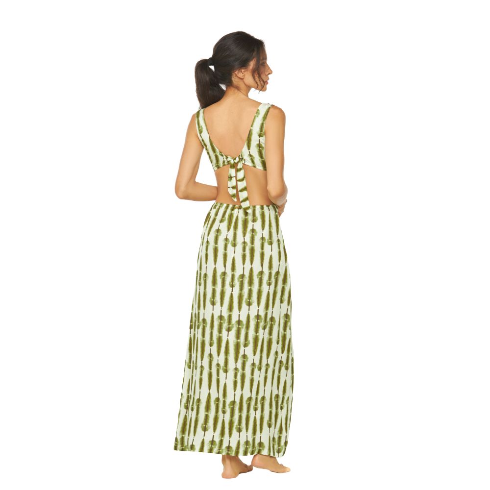 Vestido Alabastro Cutout Dama Dulzamara - detalle accesorio central baño oro 24 kilates
