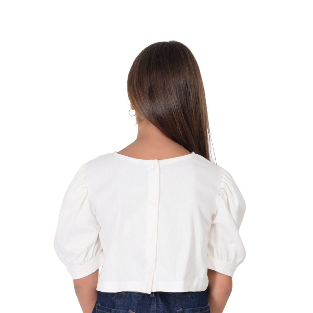 Zocca Kids | Blusa Manga Globo con Pechera y Botones en Espalda para Niña