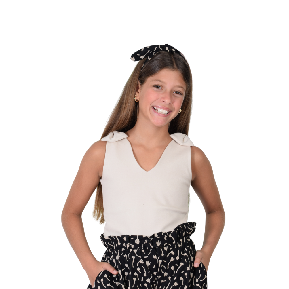 Zocca Kids | Blusa Manga Sisa con Lazo en los Hombros Y Escote en V para Niña
