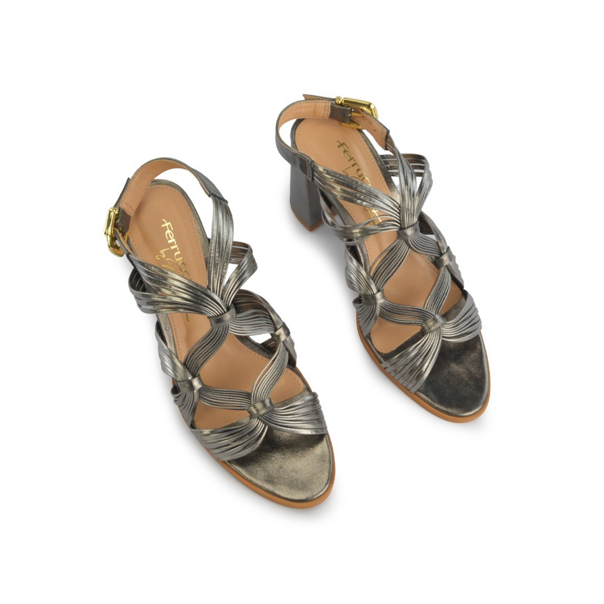 Ferrucci | Sandalia Taco Alto de Hilos Trenzados