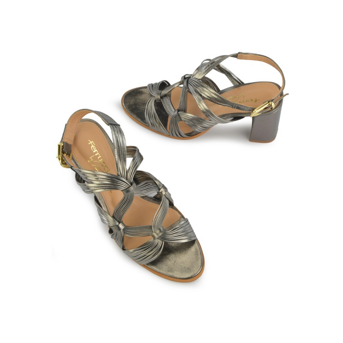 Ferrucci | Sandalia Taco Alto de Hilos Trenzados