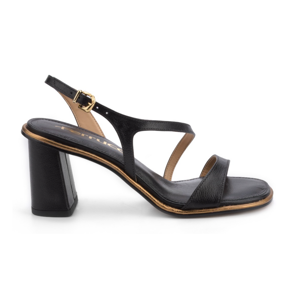 Ferrucci | Sandalia Capellada Asimétrica Taco Alto