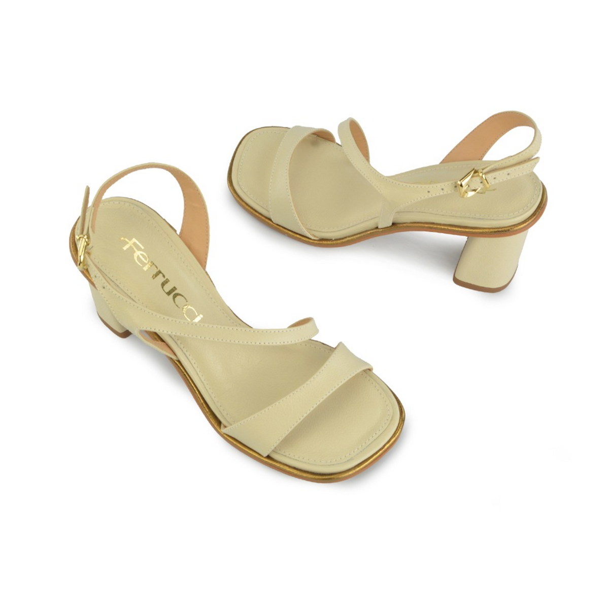 Ferrucci | Sandalia Capellada Asimétrica Taco Alto