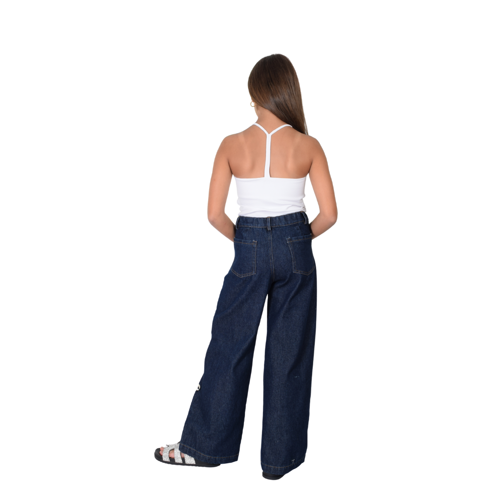 Zocca Kids | Pantalón Denim Decorado con Lacitos en Cinta para Niña