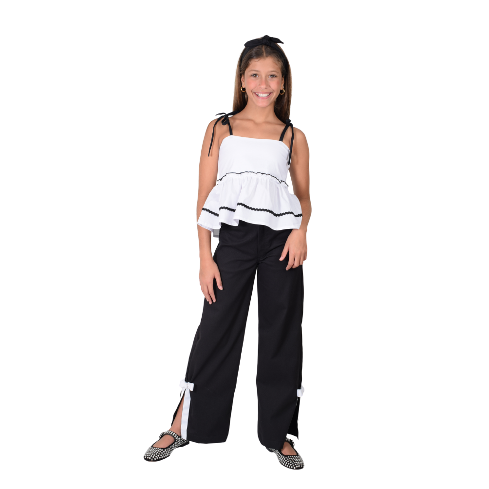 Zocca Kids | Pantalón con Corte a los Costados y Lazos para Niña