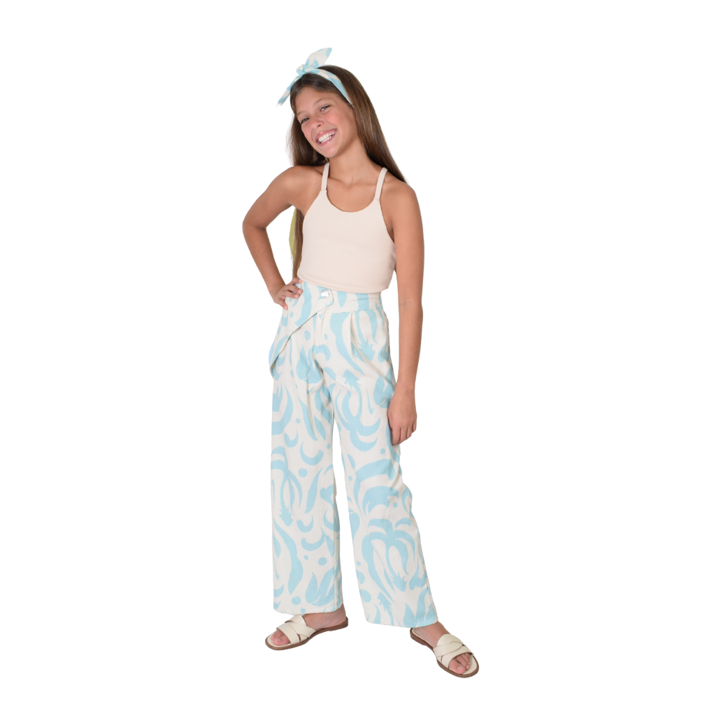 Zocca Kids | Pantalón con Pretina Asimétrica y Capa Embonada para Niñ