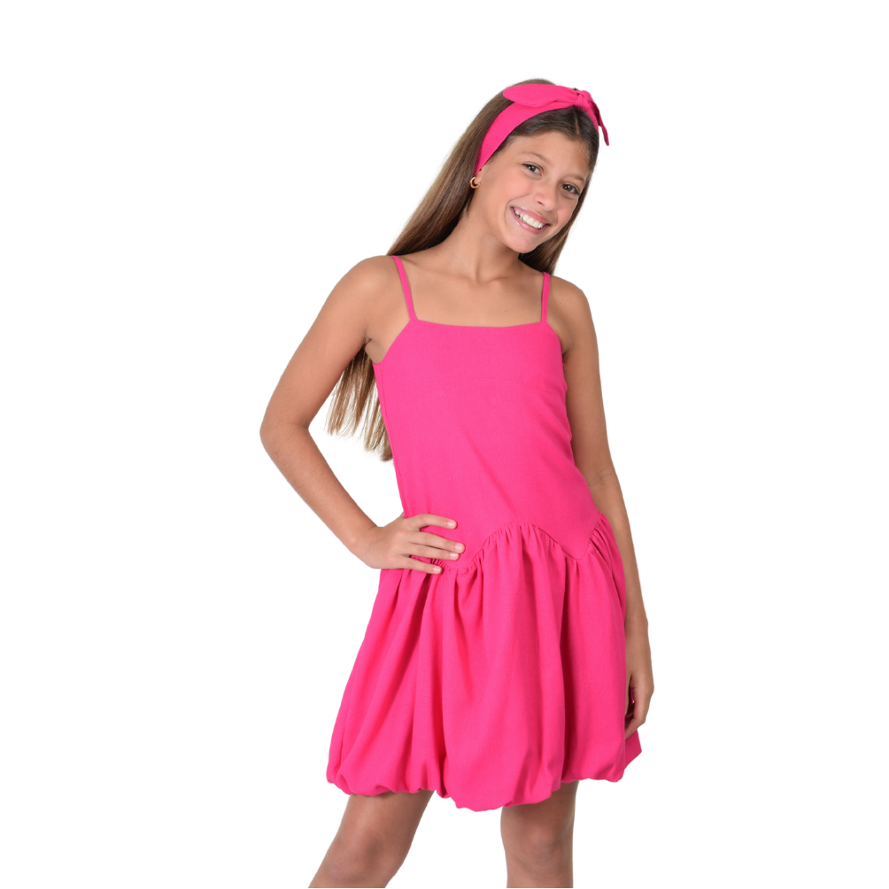 Zocca Kids Vestido Globo con Cortes y Escote con Lazos para Niña