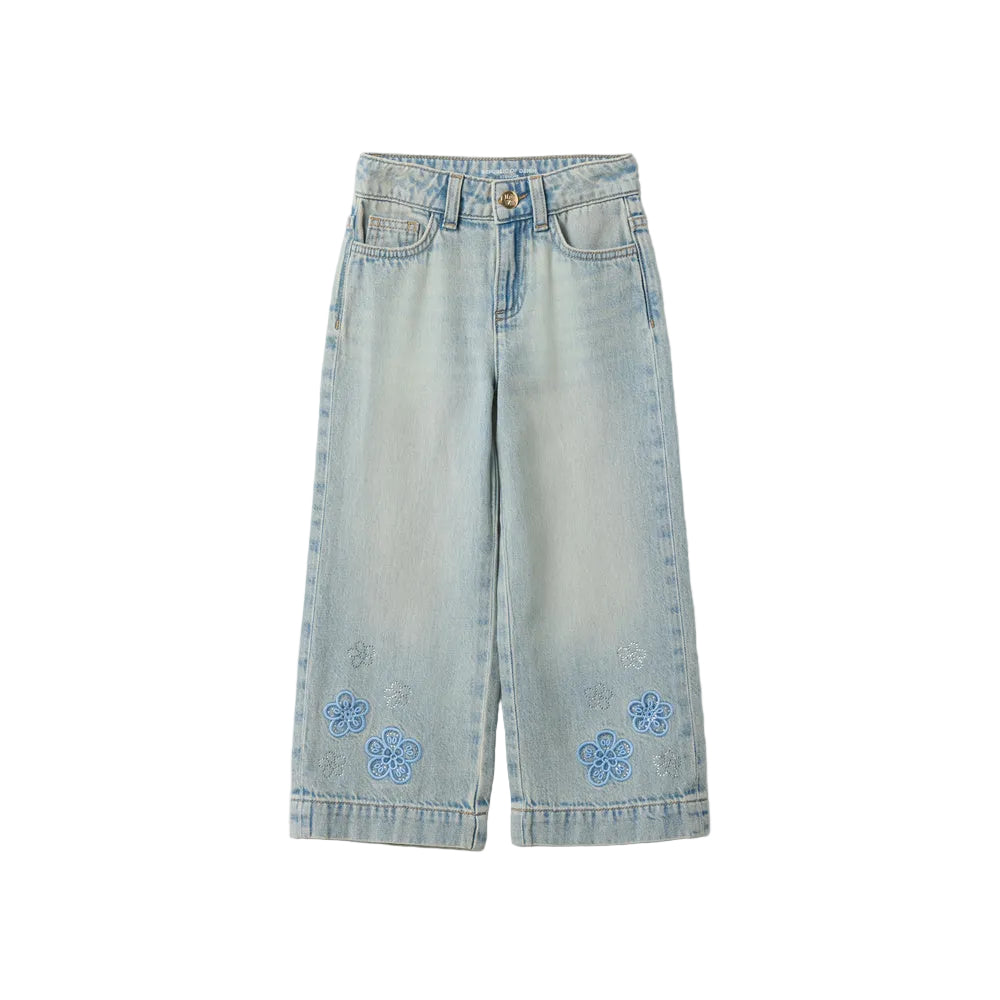 OVS | Jeans Azules Claros de Algodón con Bordados para Niña