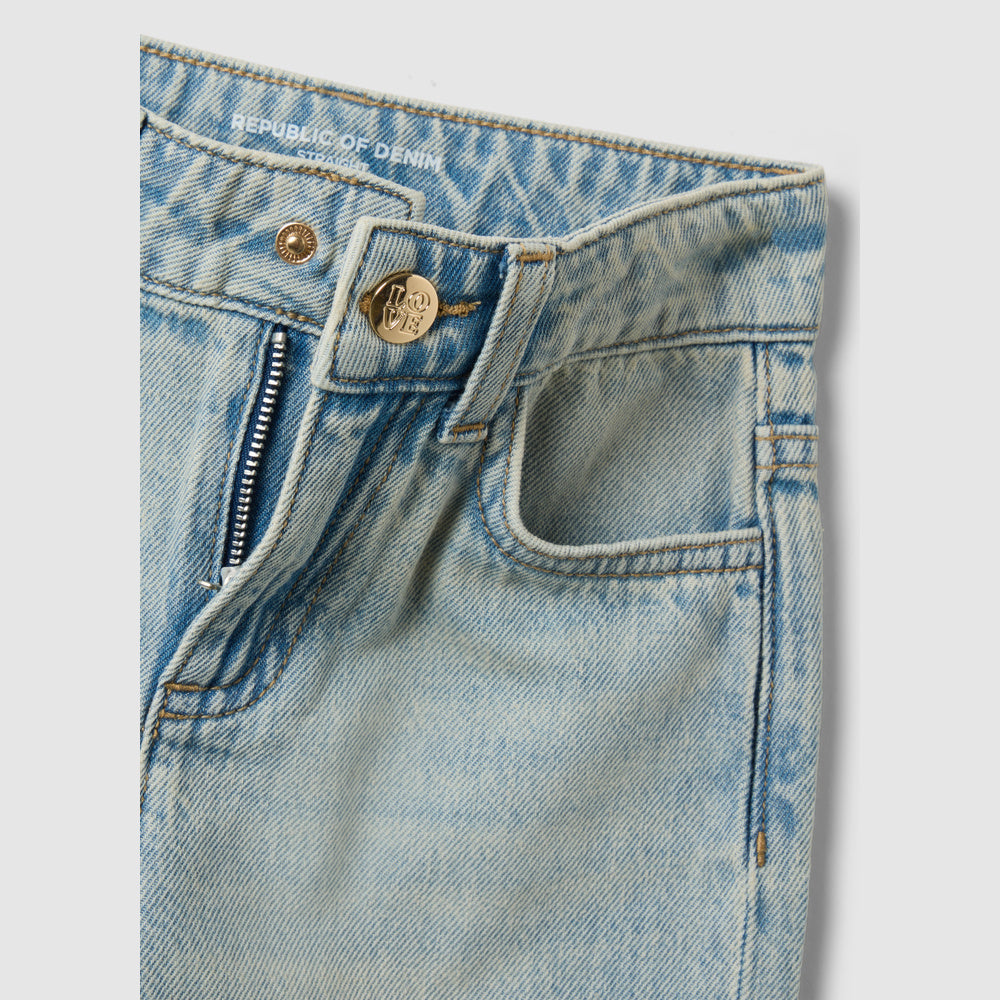 OVS | Jeans Azules Claros de Algodón con Bordados para Niña