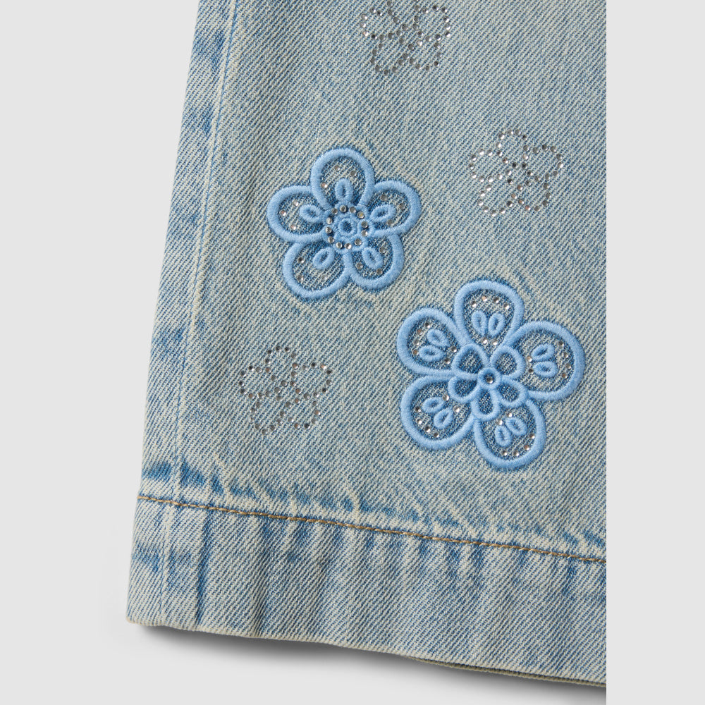OVS | Jeans Azules Claros de Algodón con Bordados para Niña