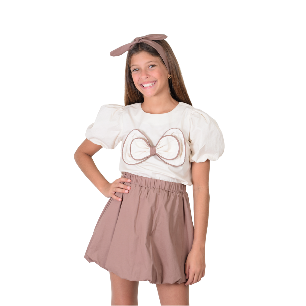 Zocca Kids | Blusa Cuello Redondo y Falda con Cintura Encauchada para Niña