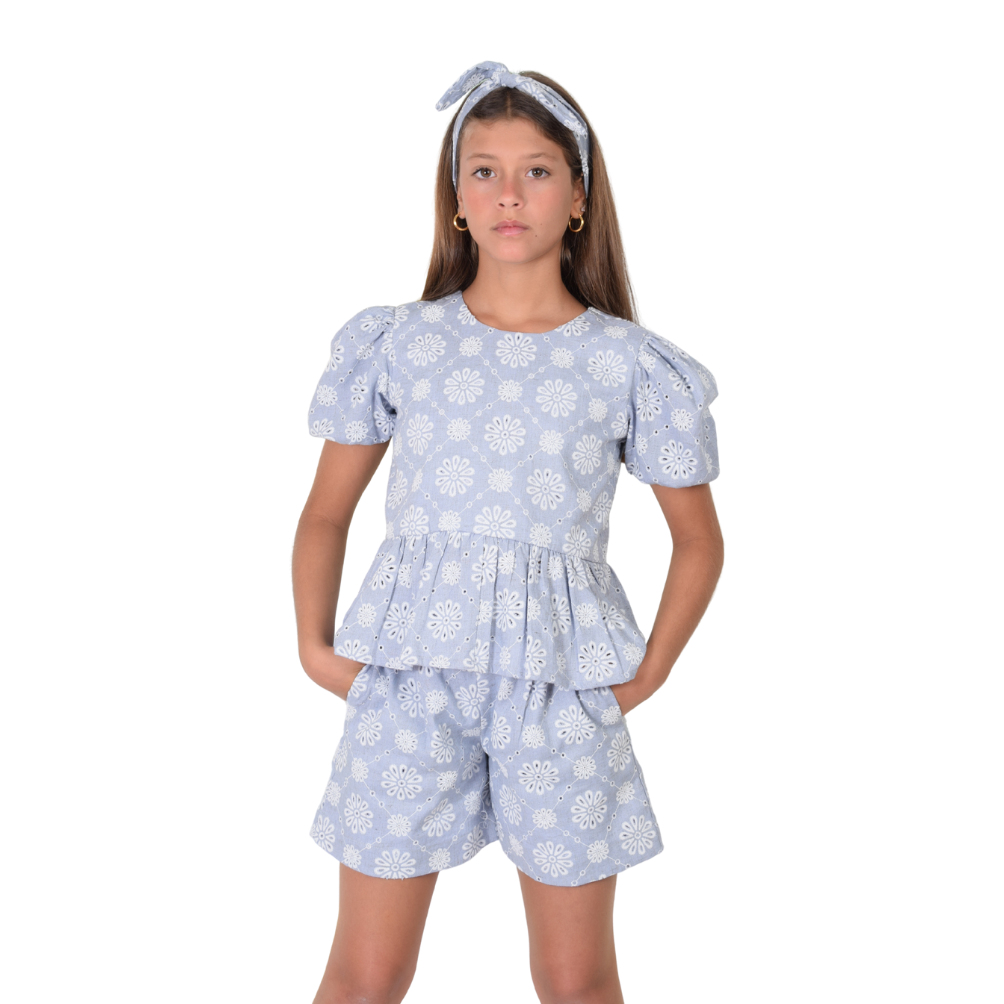 Zocca Kids | Set Blusa Manga Globo y Short con Pretina par Niña