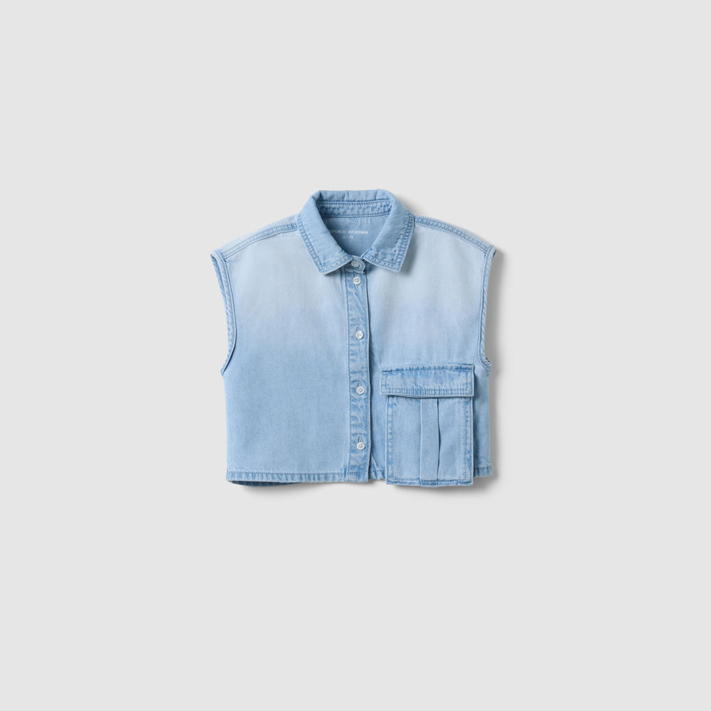 OVS | Camisa Azul de Denim de Corte Cropped para Niña