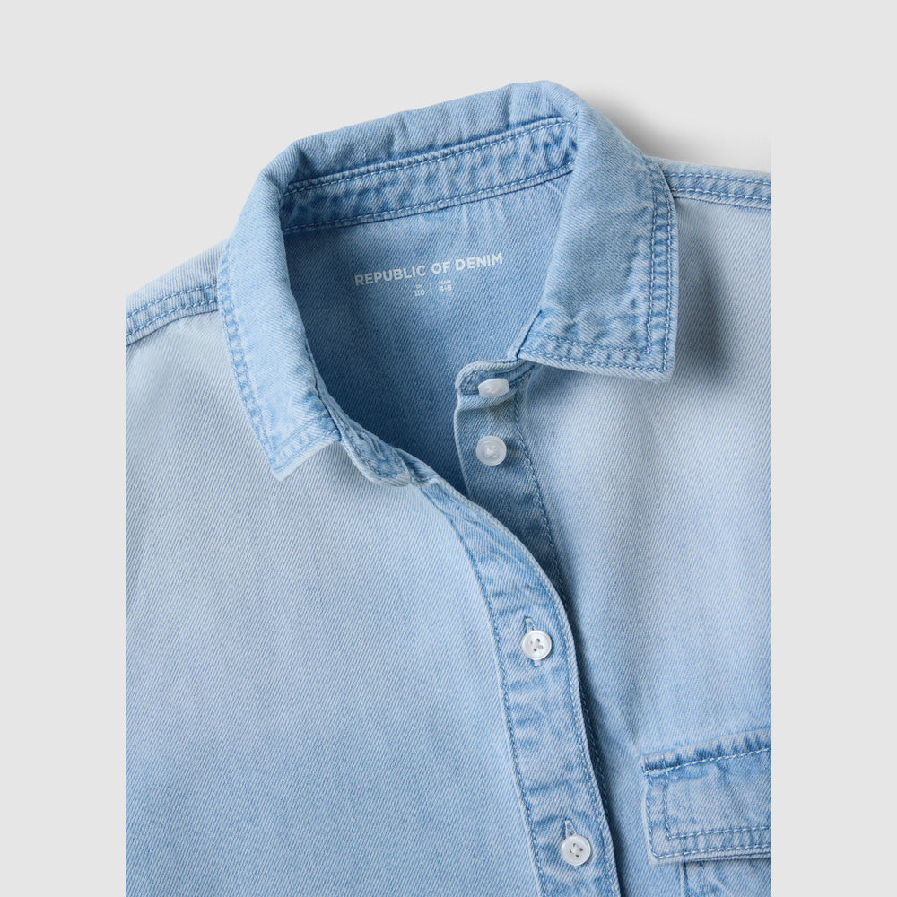 OVS | Camisa Azul de Denim de Corte Cropped para Niña