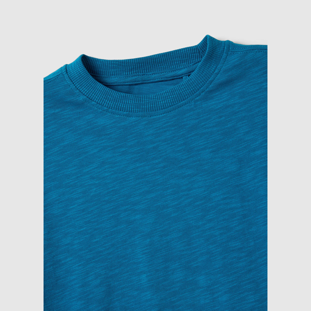 OVS | Camiseta azul de algodón de corte oversize cuello redondo infantil