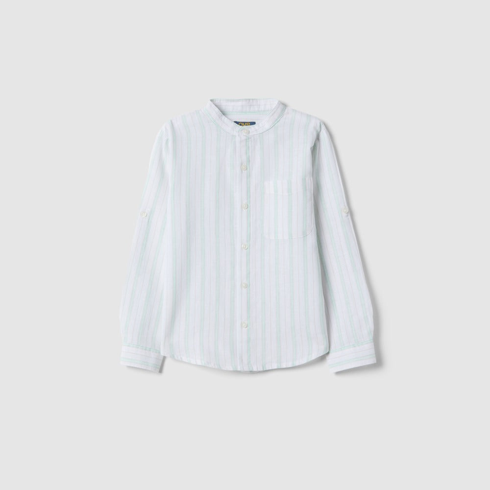 OVS | Camisa Multicolor de Mezcla de Lino con Diseño a Rayas Infantil