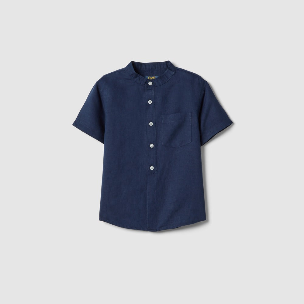 OVS | Camisa Azul de Algodón y Lino para Niño
