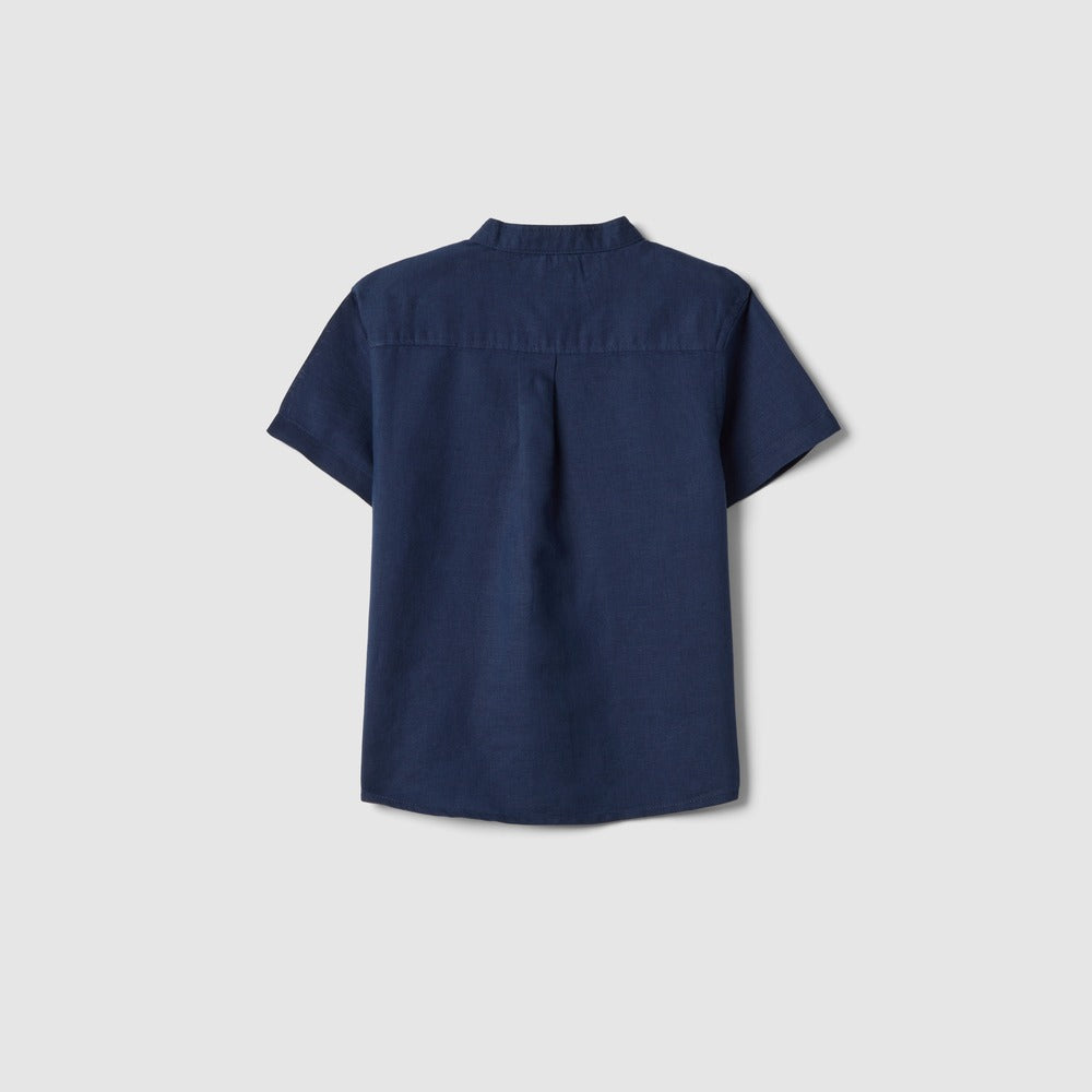 OVS | Camisa Azul de Algodón y Lino para Niño