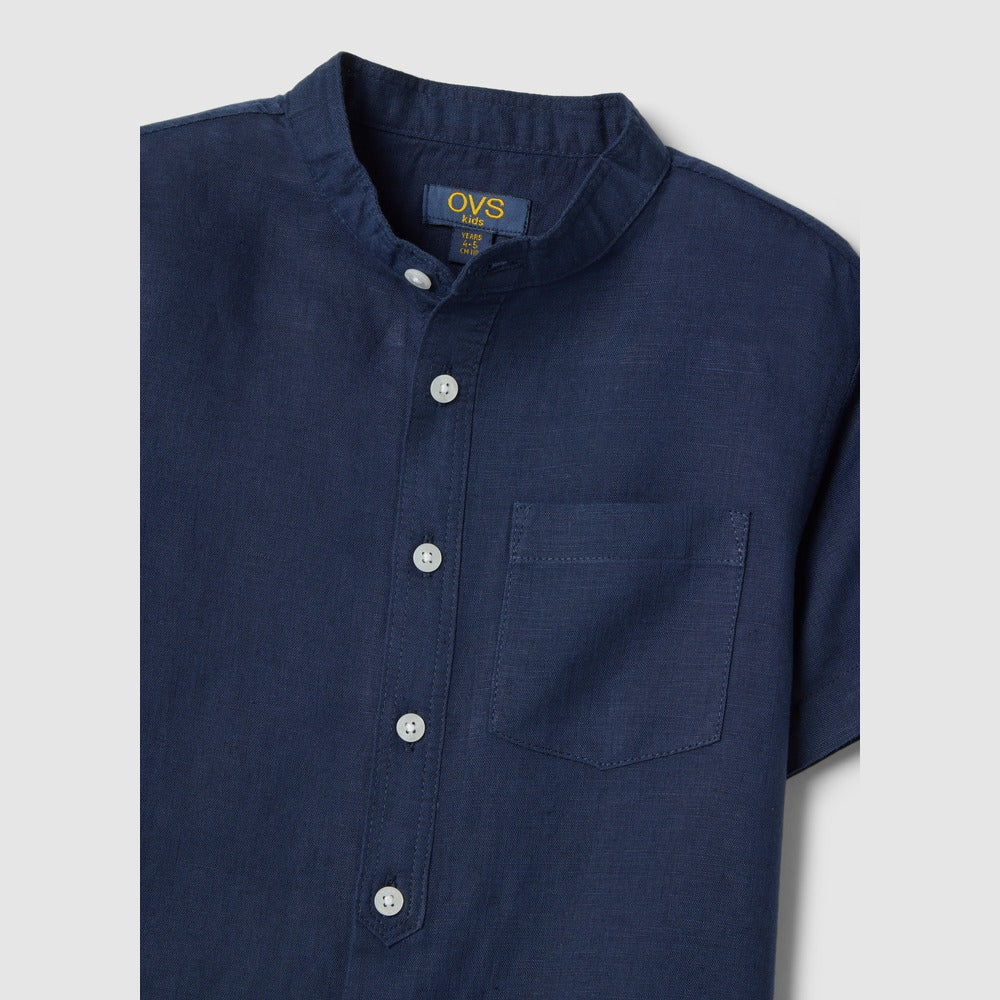 OVS | Camisa Azul de Algodón y Lino para Niño