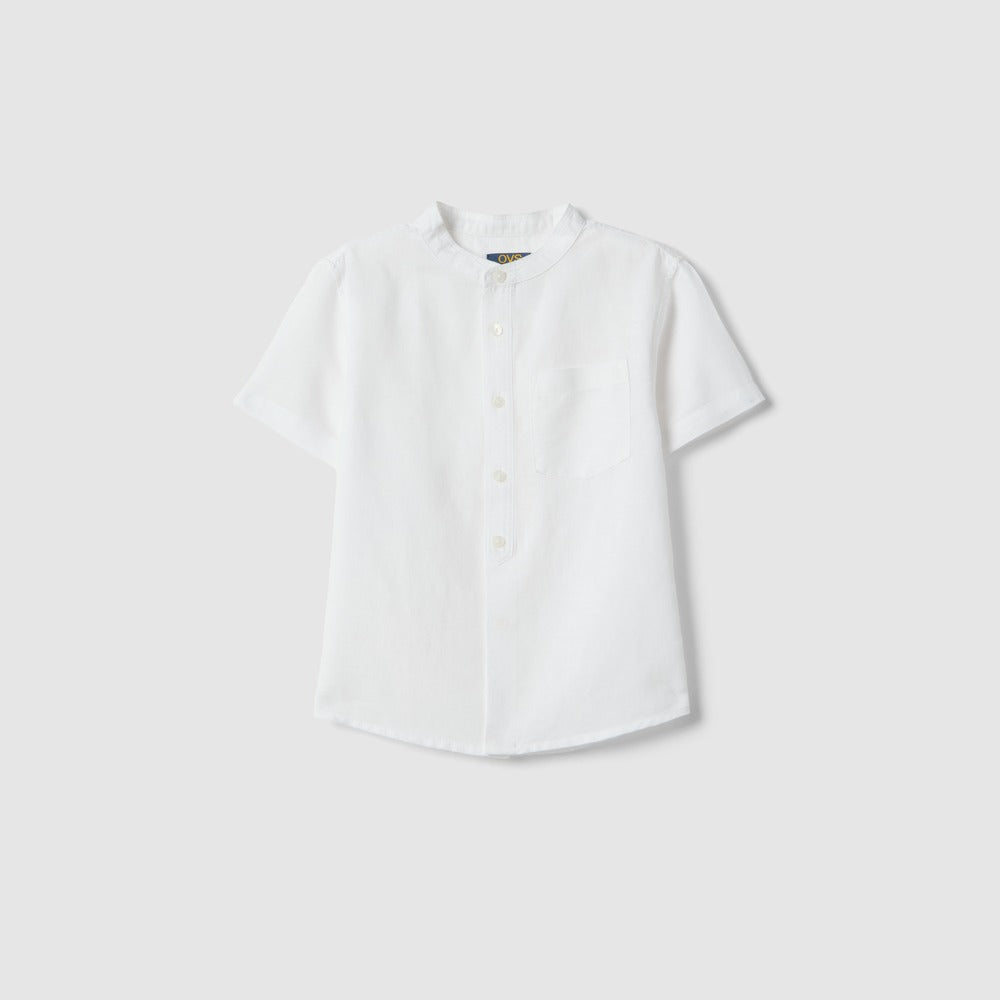 OVS | Camisa Blanca de Algodón y Lino para Niño