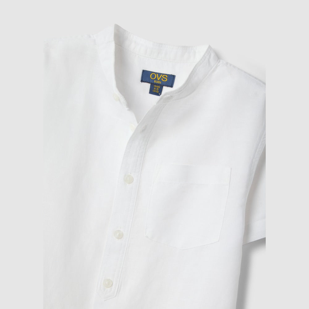 OVS | Camisa Blanca de Algodón y Lino para Niño